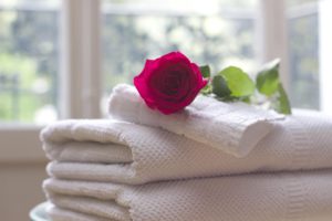 towel, rose, clean, care, salon, spa, white, bath, relax, hospitality, rose flower, hotel